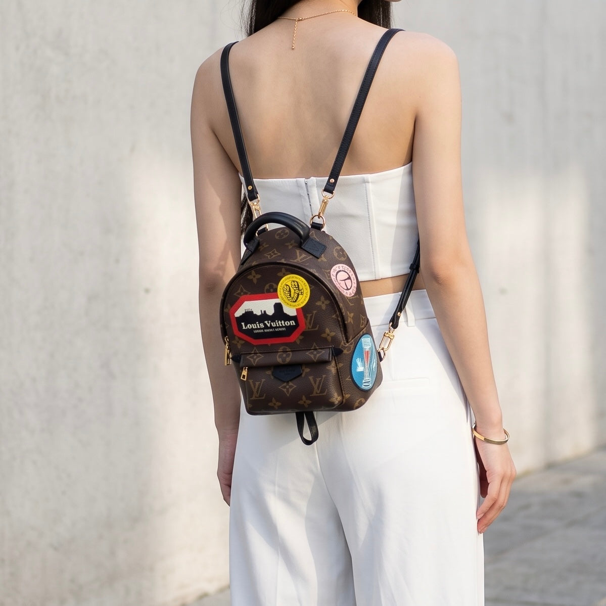 Include Entrupy Certificate of Authenticity｜Good ( Rank AB)｜  Louis Vuitton Monogram Canvas Badge Mini Palm Springs Backpack｜S26090713