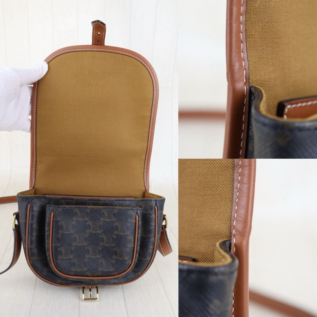 Very Good ( Rank A) ｜ CELINE Macadam Triomphe Cross Body Shoulder Bag Current Model｜S25110313