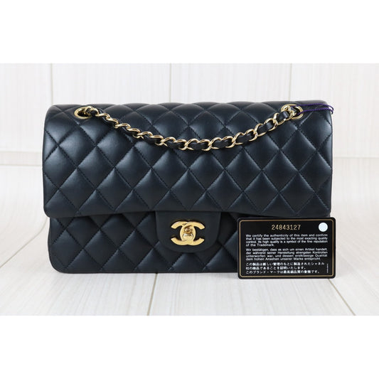 Include Entrupy Certificate of Authenticity｜Very Good ( Rank A)｜ CHANEL Lamb Skin Matrasse Chain Double Flap 25 Shoulder Bag  Black Made In 2017-2018Year｜S26091901