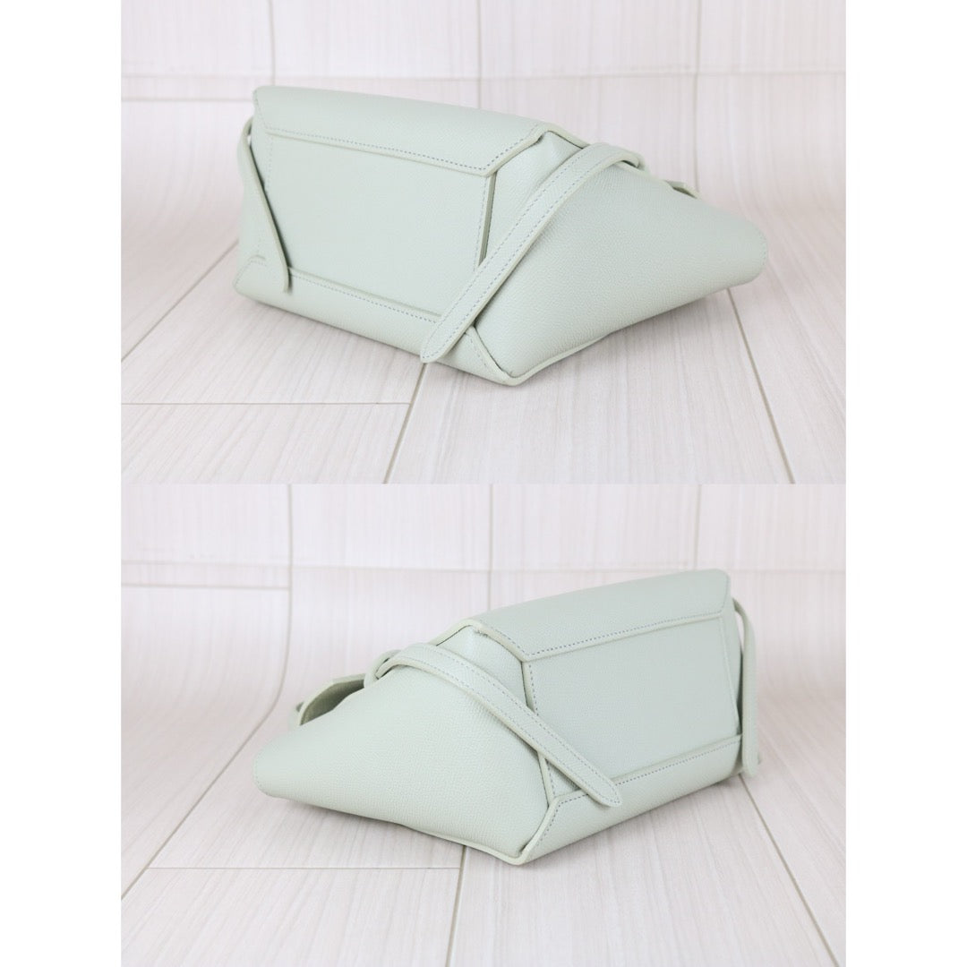 Very Good ( Rank A)｜CELINE  Calf Leather Belt Nano Handbag Shoulder Bag Sage Green｜X25091404
