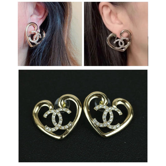 Excellent（Rank SA）｜ CHANEL  Coco Mark  Love Rhinestone  Earrings ｜X25020914