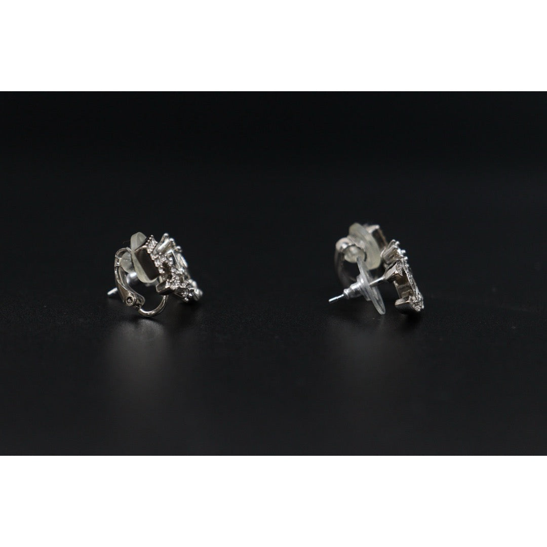 Very Good ( Rank A) ｜ CHANEL B23P Coco Mark  Rhinestone Silver Earrings Made In 2023Year ｜S25122401