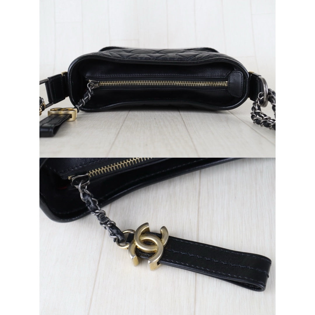 Include Entrupy Certificate of Authenticity｜Good ( Rank AB) ｜CHANEL PM Gabrielle Calf Leather Shoulder Bag Black Made In 2018Year｜S26073113