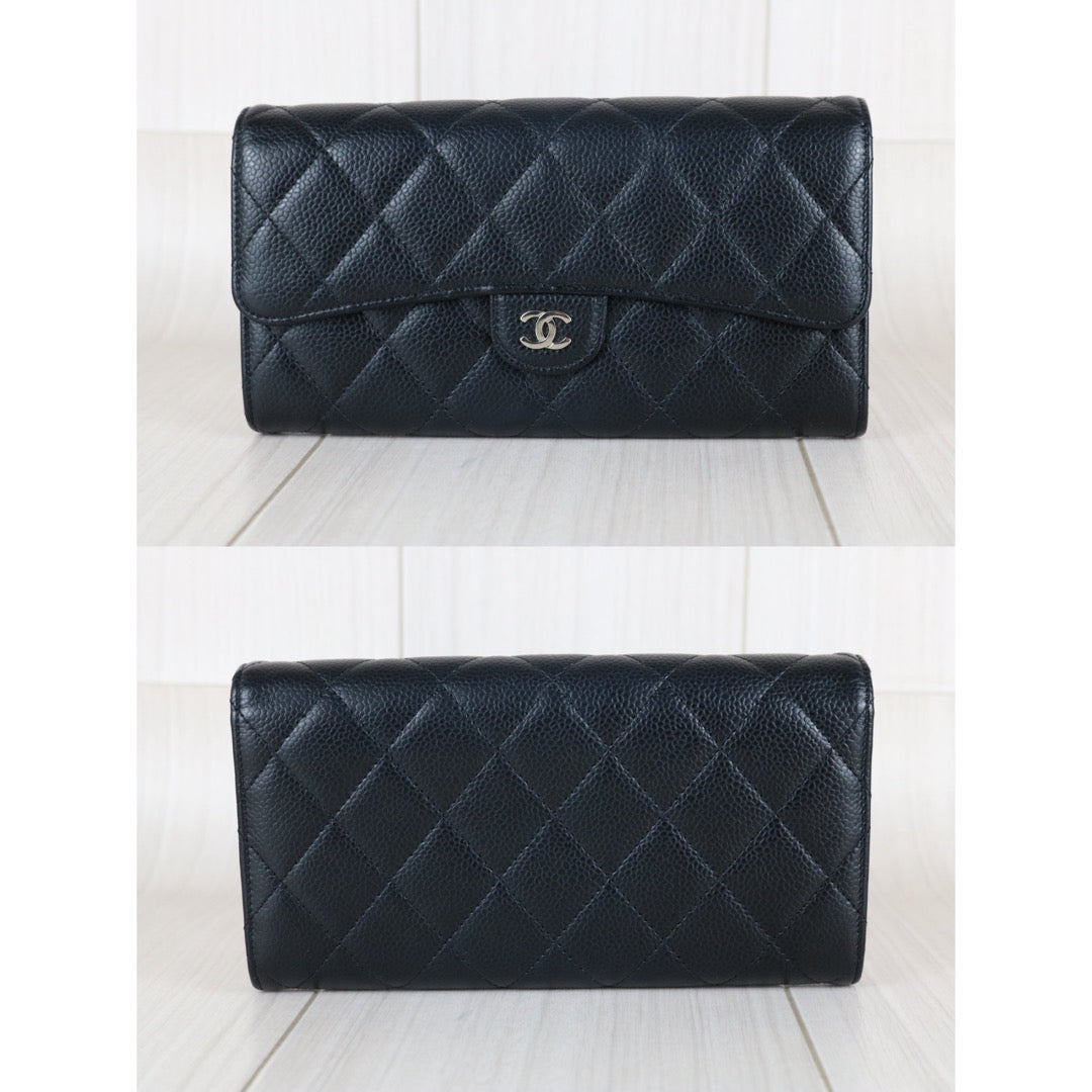 Very Good ( Rank A)｜CHANEL Caviar Skin Black Long Wallet Made In 2016-2017Year｜S26021401