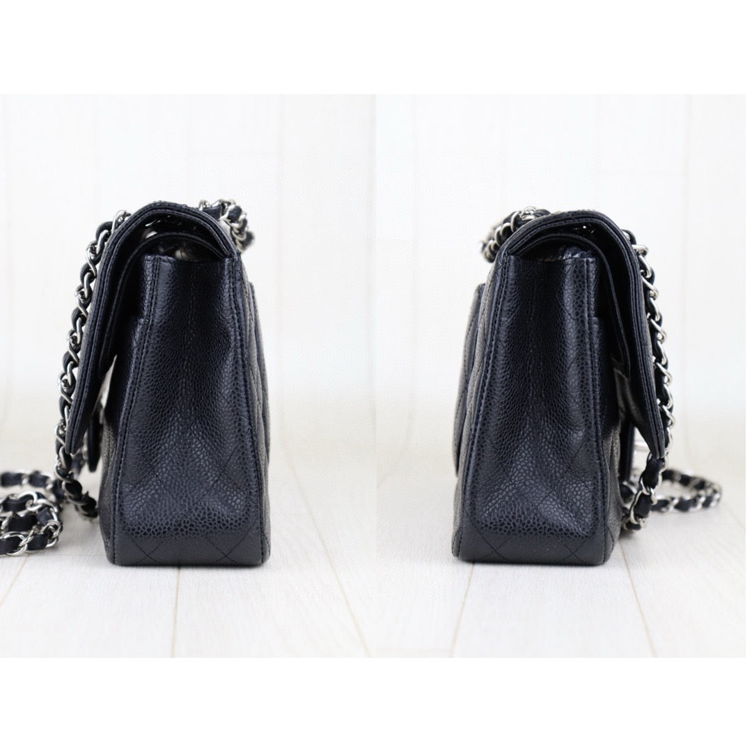 Good ( Rank AB)｜ CHANEL Caviar Skin Matrasse Double Flap 25 Shoulder Bag Black Made In 2009-2010 Year  ｜Y25011002