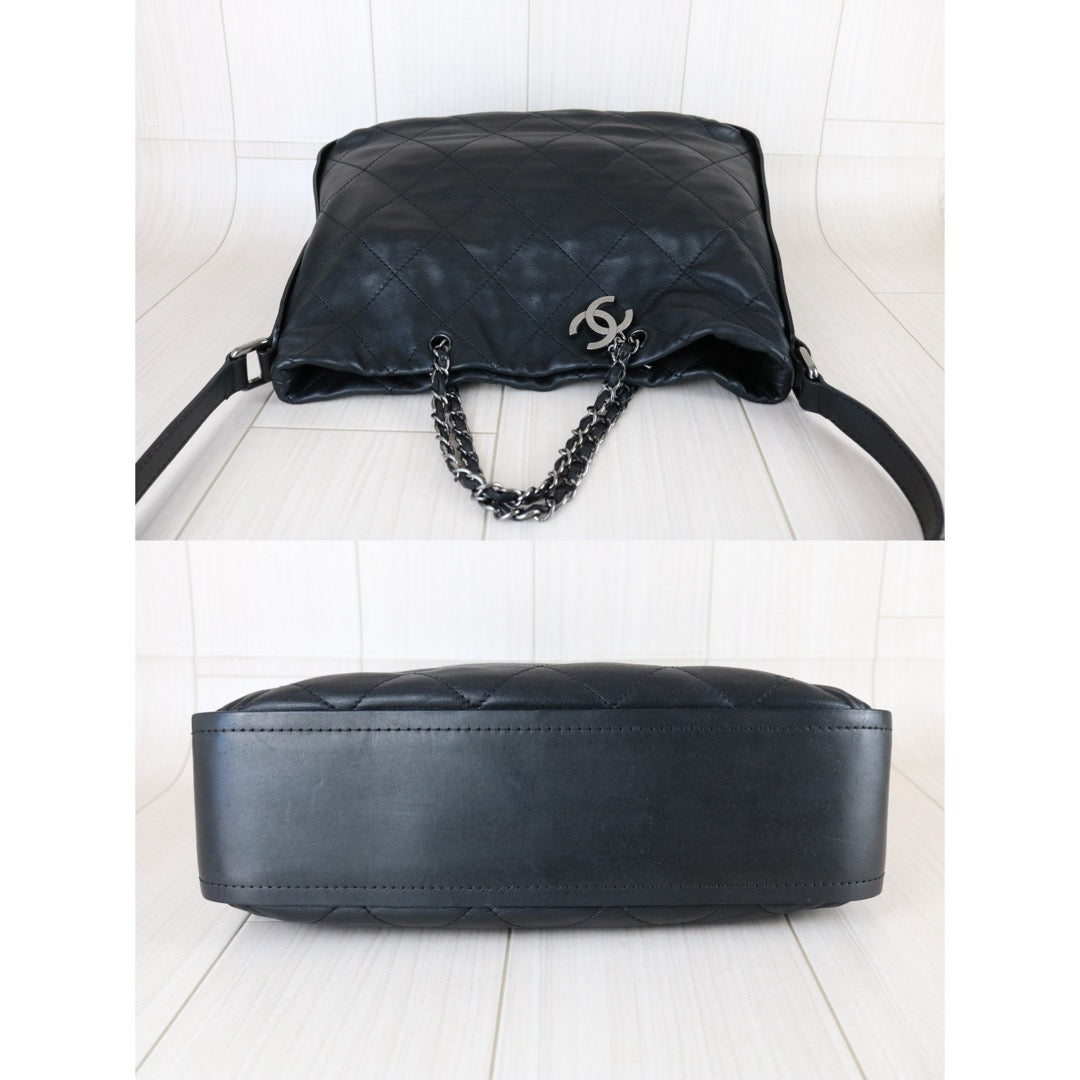 Include Entrupy Certificate of Authenticity｜Good ( Rank AB) ｜ CHANEL  Lamb Skin Matrasse Chain 2 Way ToteBag Shoulder Bag Black Made In 2011Year ｜S26030813