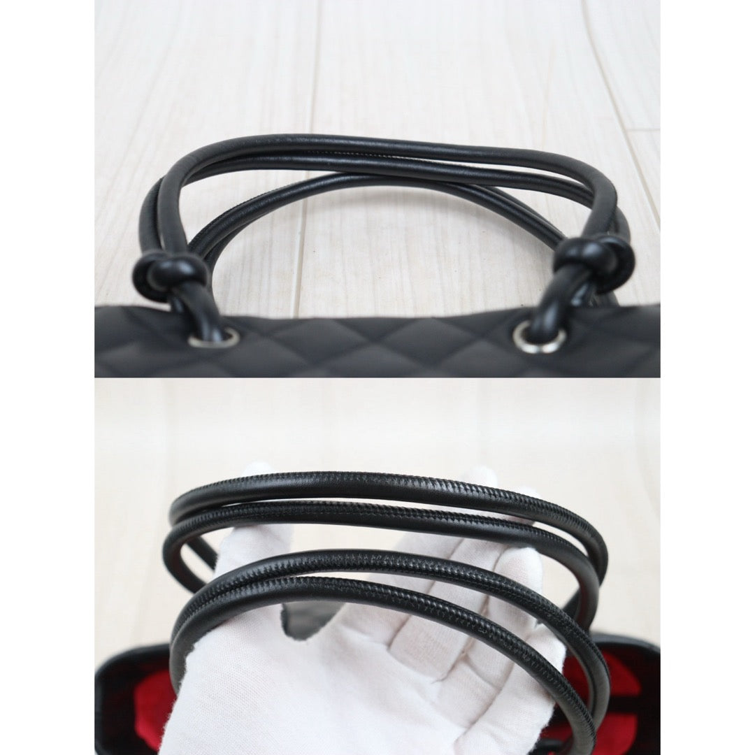 Very Good ( Rank A)｜ CHANEL Cambon Line Calf Leather So Black Tote Bag MM Made In 2004-2005Year｜25090207