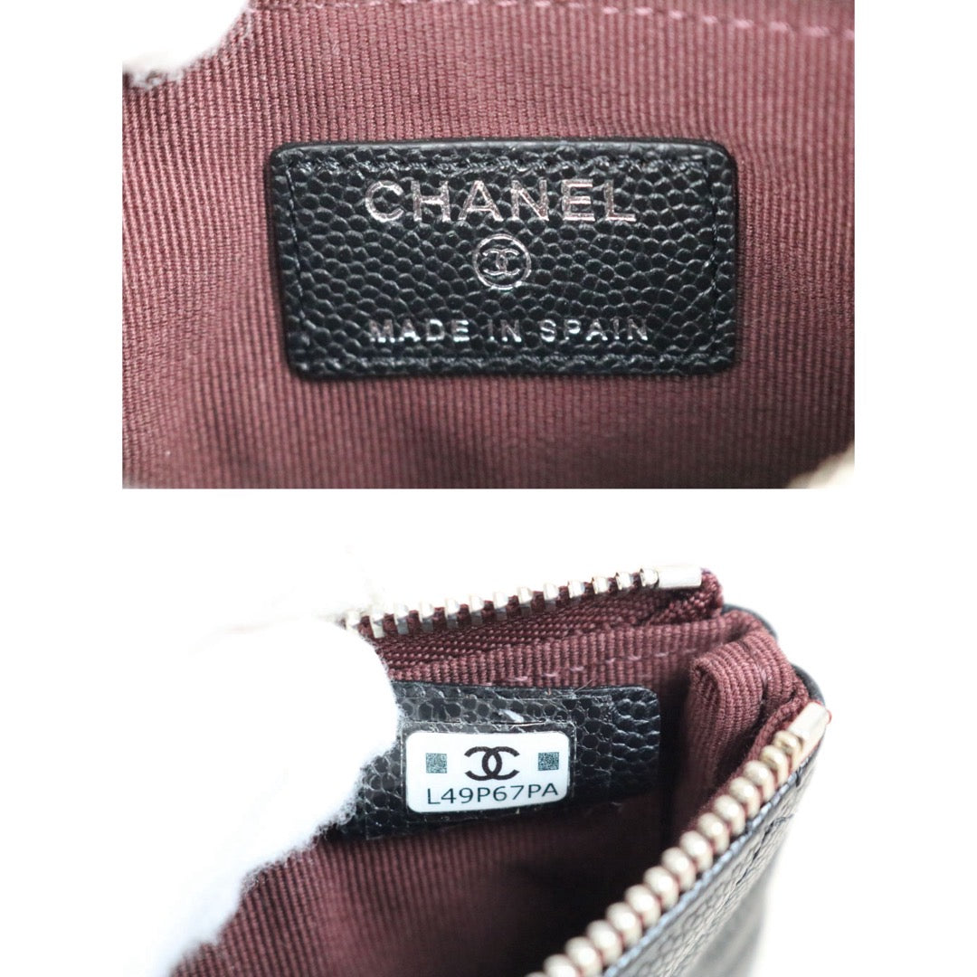 Include Entrupy Certificate of Authenticity｜Excellent（Rank SA）｜CHANEL Caviar Skin Calf Leather Card Holder Black IC Chips Model｜X26081807