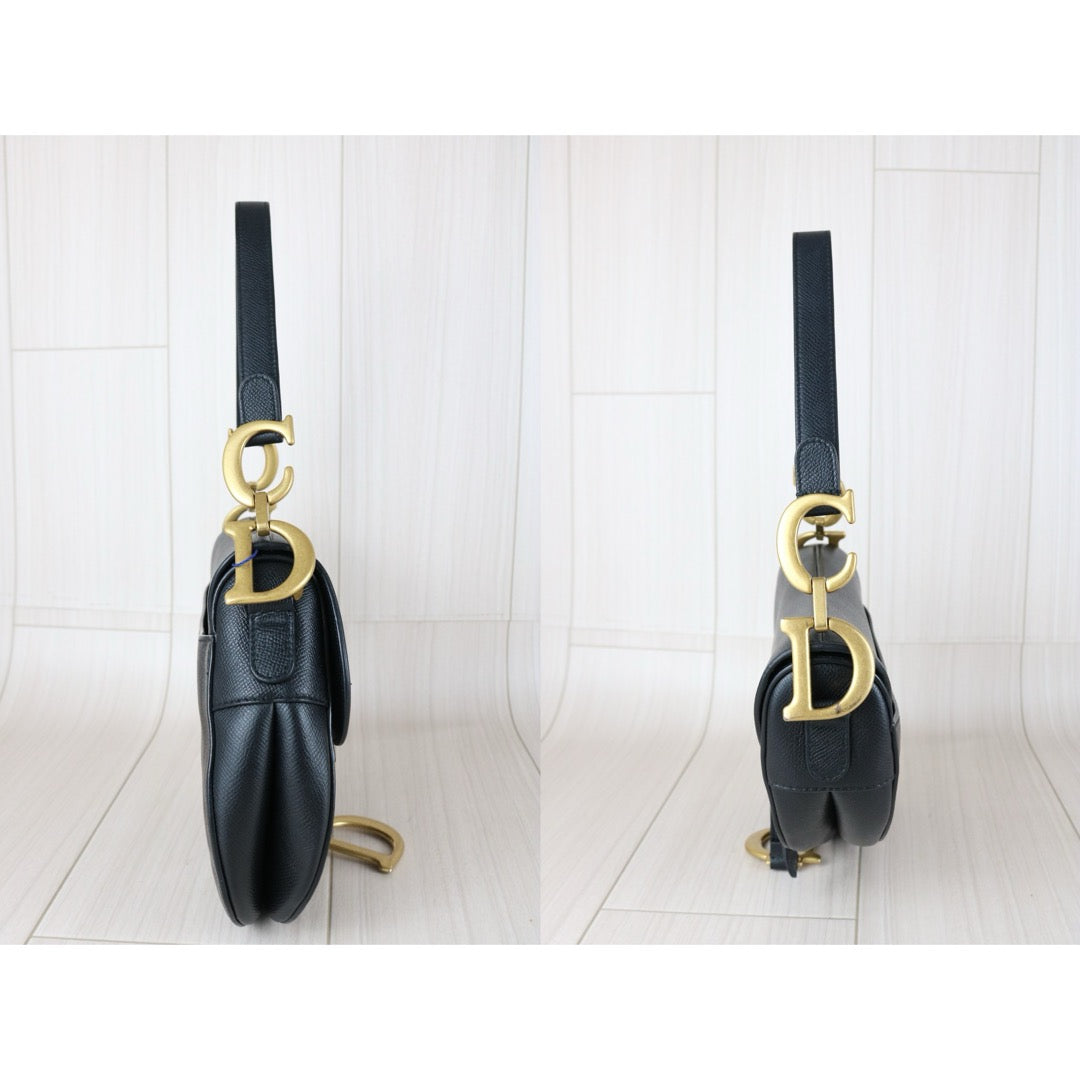 Very Good ( Rank A)｜Dior Trotter Saddle Shoulder Bag Medium Black Current Model｜S25090403
