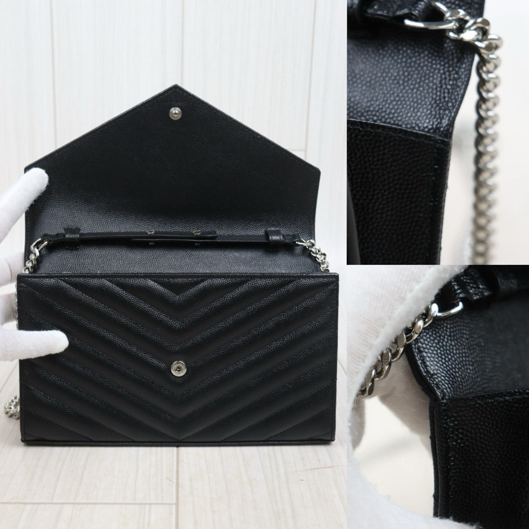 Very Good ( Rank A)｜  Saint Laurent YSL Caviar Skin Shoulder Bag Black MM｜S25101807