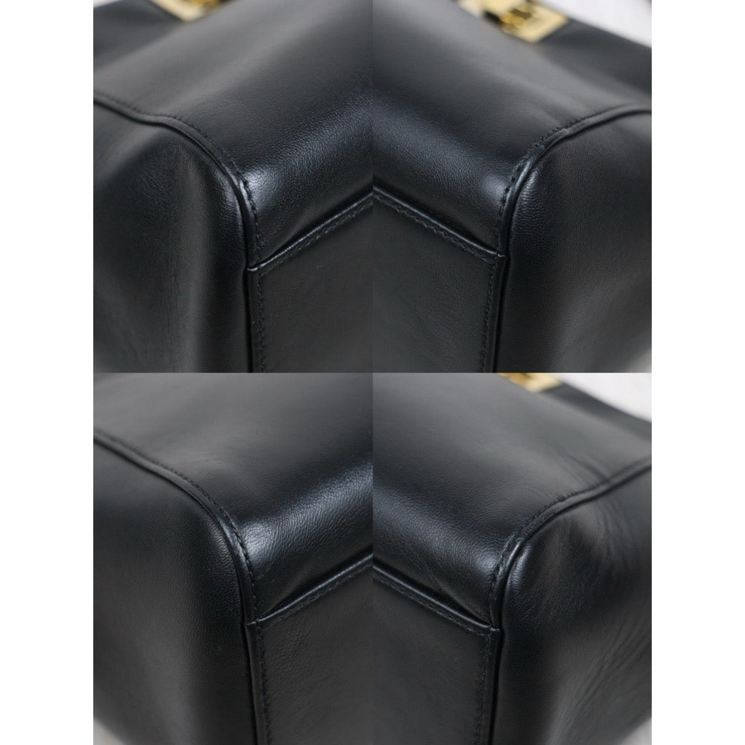 Good ( Rank AB)｜ FENDI Calf Leather Peekaboo iconic mini Handbag With Shoulder Bag Black｜S26030906