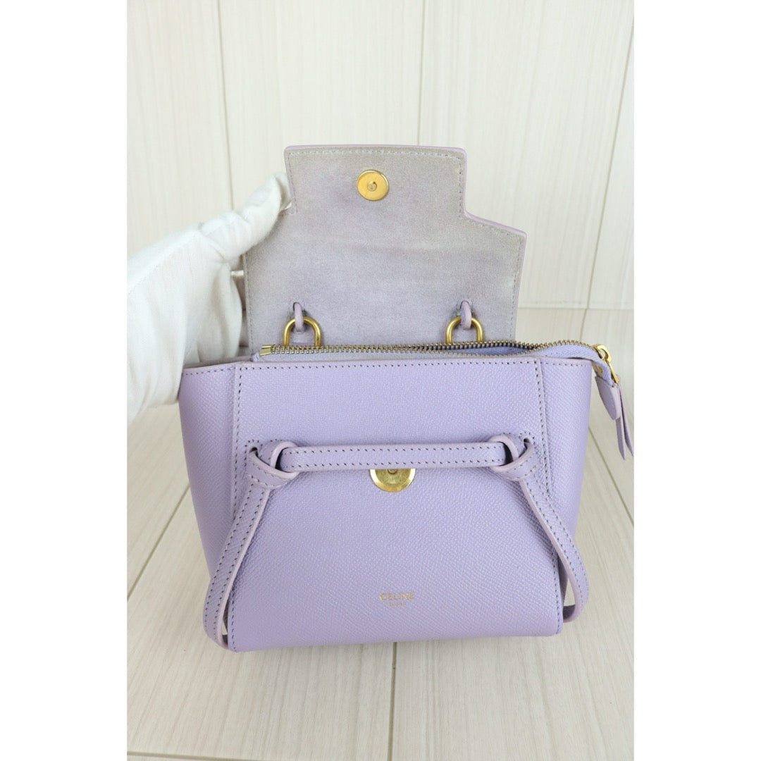 Very Good ( Rank A)｜CELINE Calf Leather Belt Pico Handbag Shoulder Bag Lilac｜S25112909