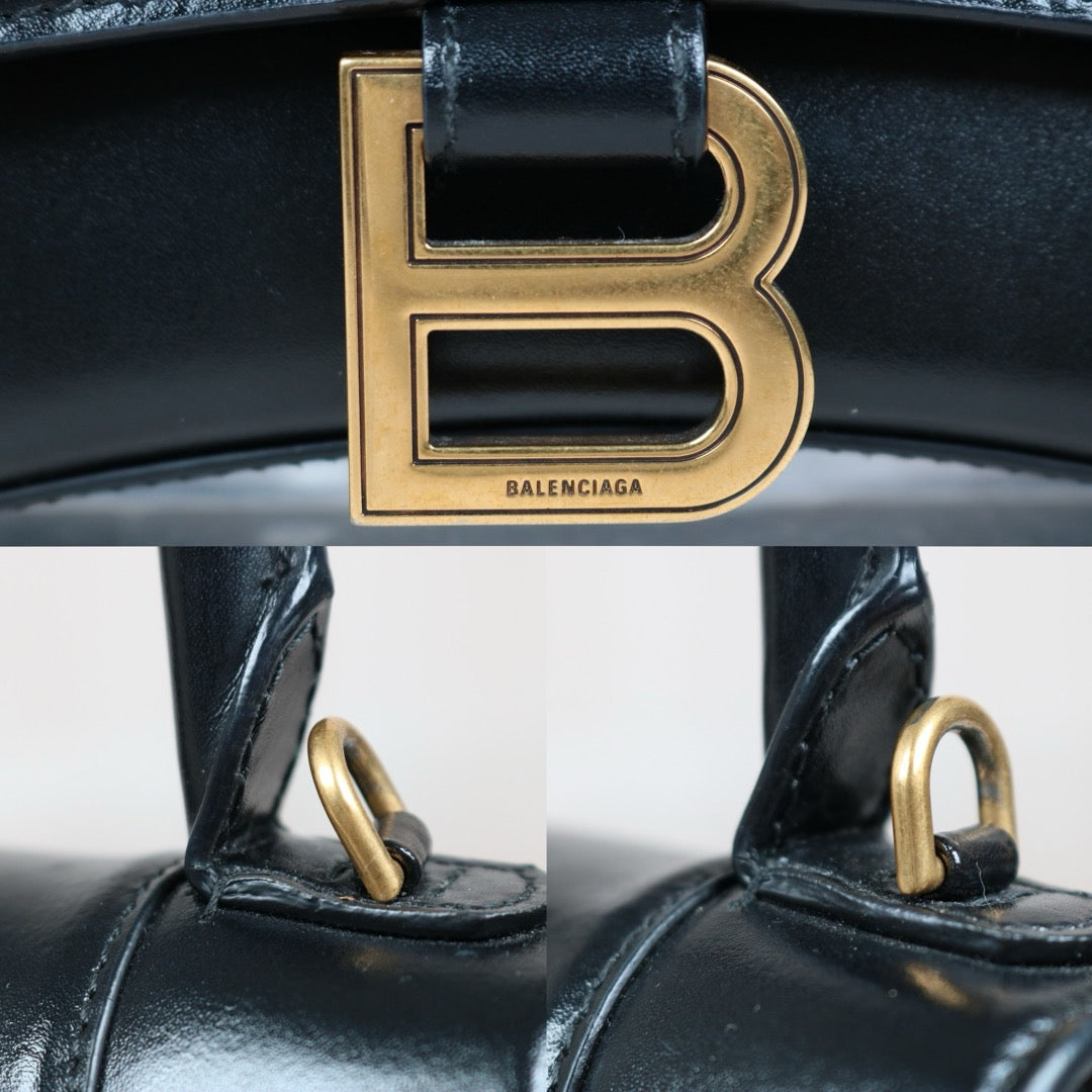 Very Good ( Rank A) ｜Balenciaga Black Calfskin Croc Embossing Handbag With Shoulder Bag ｜S24090503