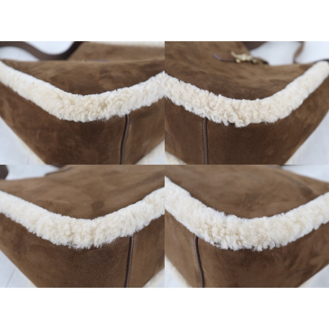 Include Entrupy Certificate of Authenticity｜Very Good ( Rank A)｜  Saint Laurent YSL Small Le5A7 Supple Hobo Bag in Suede and Shearling｜Z26092912