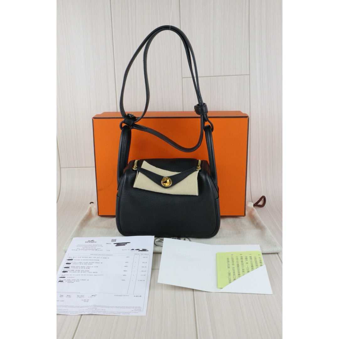 Very Good ( Rank A)｜ Hermes Mini Lindy TC Leather Golden Hardware Shoulder Bag Z stamp Made In 2021Year  ｜W25110602