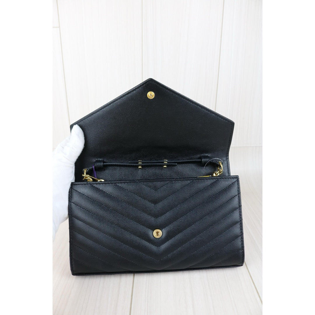 Include Entrupy Certificate of Authenticity｜Very Good ( Rank A)｜  Saint Laurent YSL Caviar Skin Shoulder Bag Black MM｜S26052501