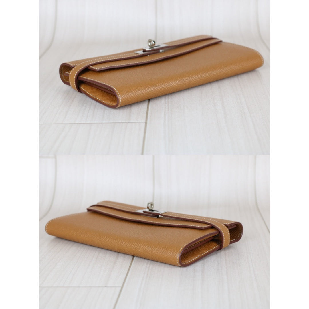 Very Good ( Rank A)｜Full Set HERMES Epsom Kelly Long Wallet Golden Brown □T Stamp Made In 2015Year｜X26011110