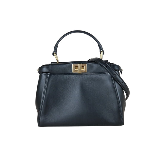 Excellent（Rank SA） ｜ FENDI Calf Leather Peekapoo iconic mini Handbag With Shoulder Bag Black｜S25111802