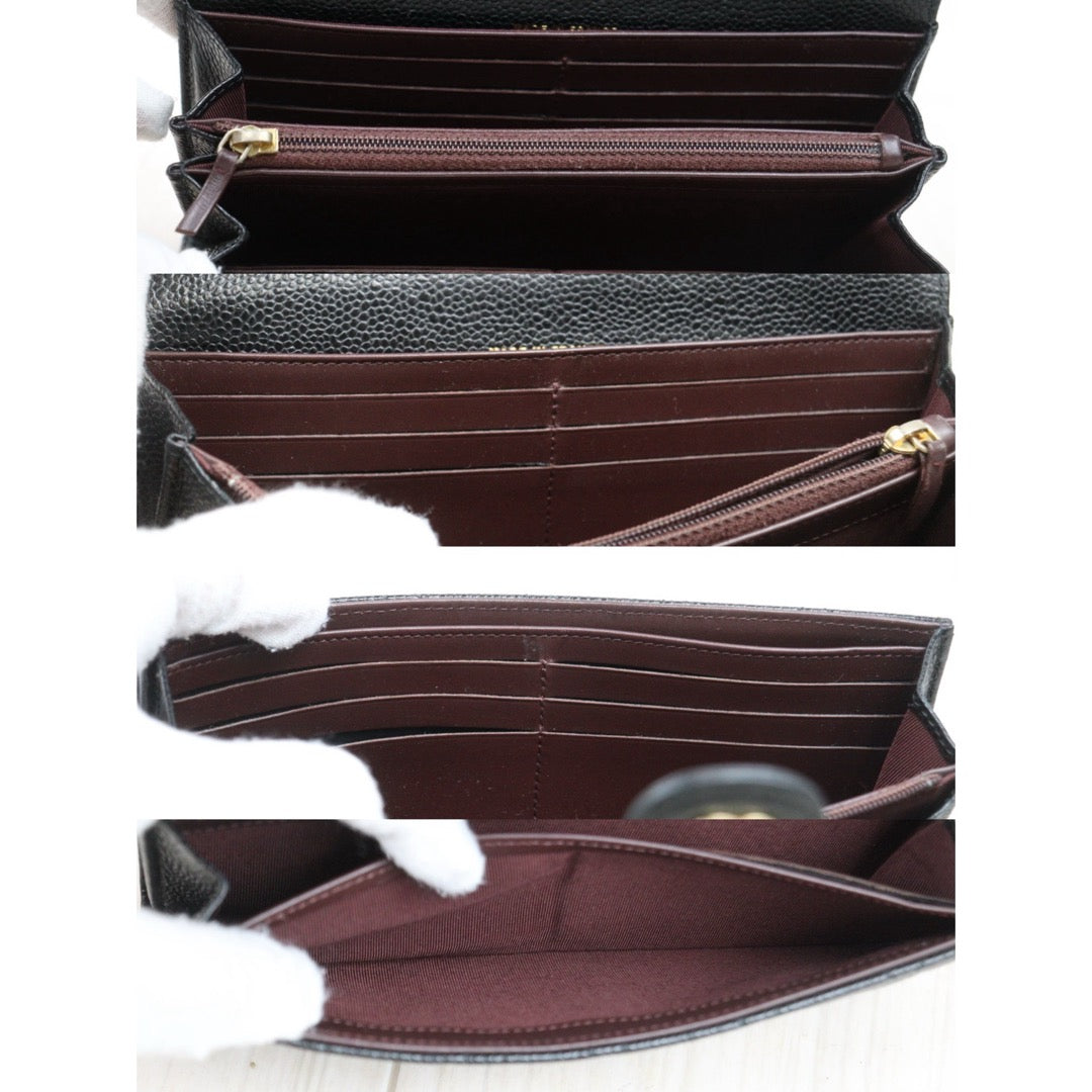 Good ( Rank AB) ｜CHANEL Caviar Skin Black Long Wallet Made In 2016-2017Year｜25122205