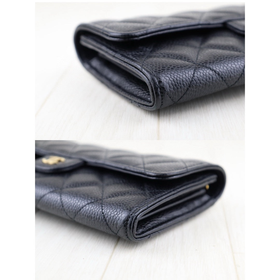 Very Good ( Rank A)｜CHANEL Caviar Skin Black Long Wallet Made In 2020 - 2021 Year｜H25011310