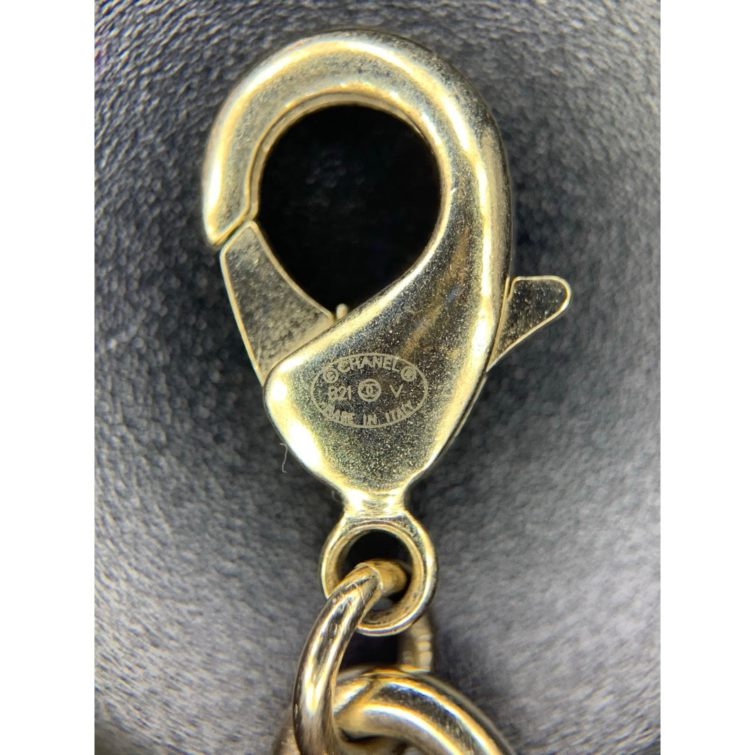 Include Authentic Detective Certificate of Authenticity｜Very Good ( Rank A) ｜CHANEL COCO Mark  B21V Rhinestone Heart Necklace  Made In 2021Year｜S26031003
