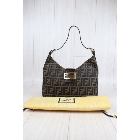 Rank A｜FENDI Zucca Mamma Shoulder Bag Gold Hardware｜23102851