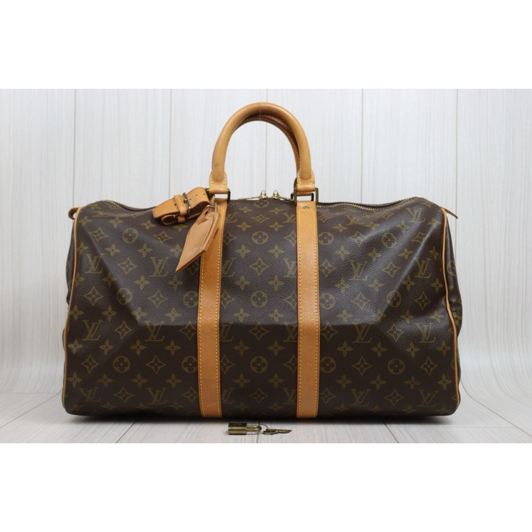 Include Entrupy Certificate of Authenticity｜Good ( Rank AB) ｜ Louis Vuitton Monogram Keepall Bandouliere 45 Handbag｜26031607