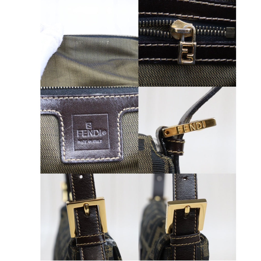 Rank A｜ FENDI Zucca Mamma Baguette Shoulder Bag Gold Hardware｜24030108