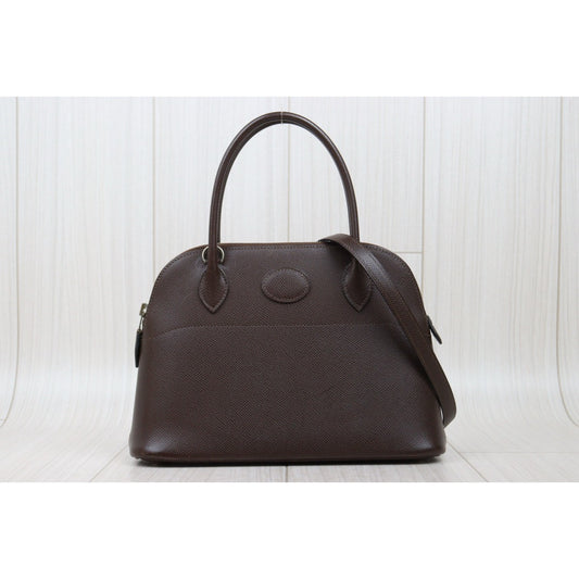 Good ( Rank AB)| HERMES Bolide 27 Epsom Leather Brown Handbag ◽︎J Stamp Made in 2006 Year |V25021905