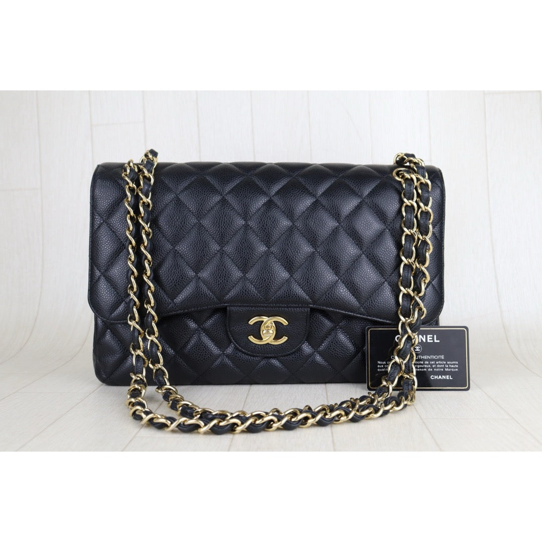 Very Good ( Rank A)｜ CHANEL Matrasse Chain Caviar Skin Jumbo Black  Made In 2012 Year｜S25110322