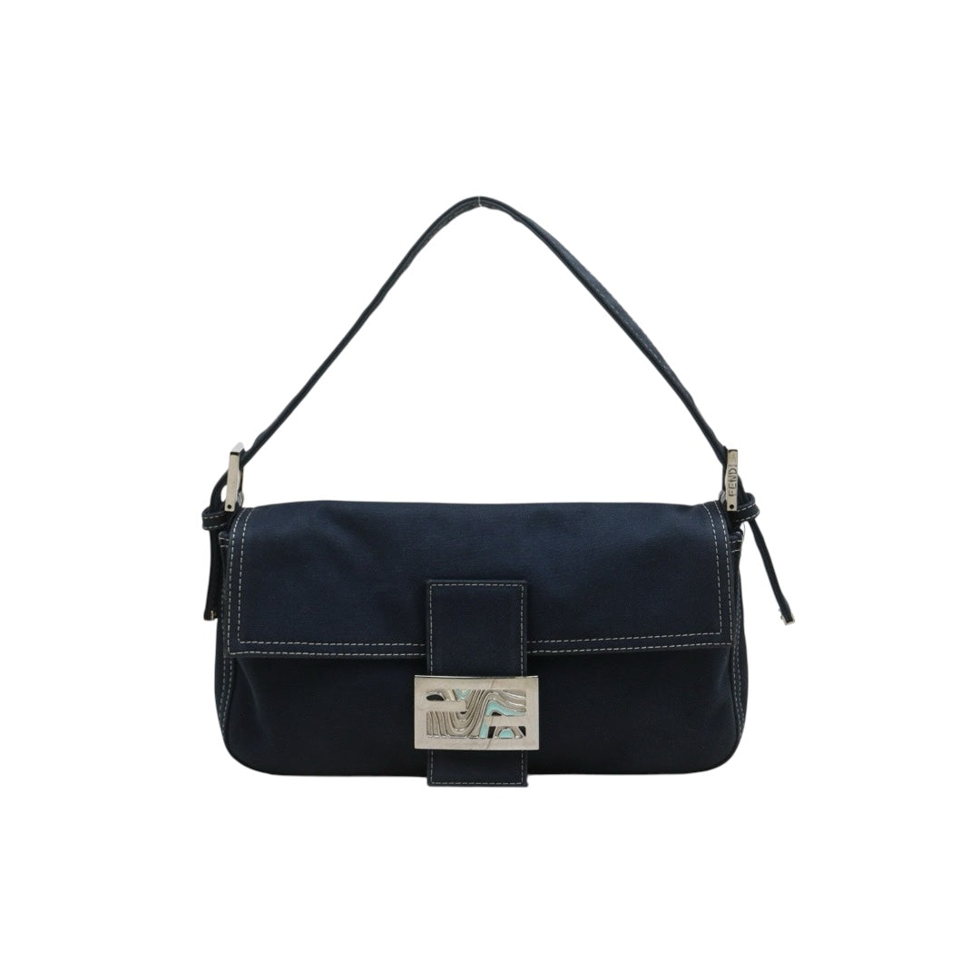 Include Entrupy Certificate of Authenticity｜Good ( Rank AB)｜  FENDI Denim Baguette Shoulder Bag  ｜S26060616