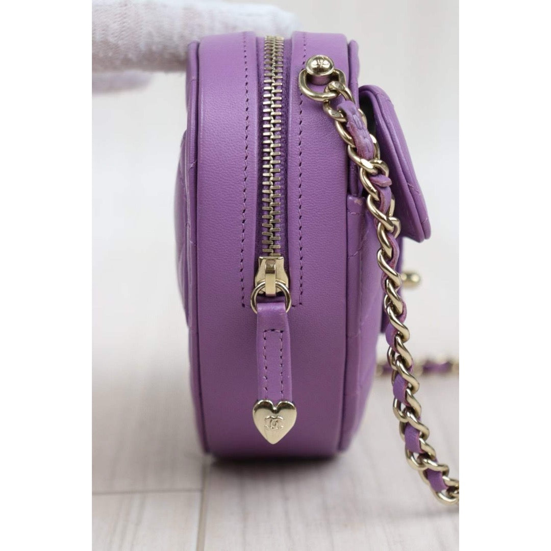 For Mei Decor only CHANEL Matlasse Heart Purple  Shoulder Bag  ｜V24031230