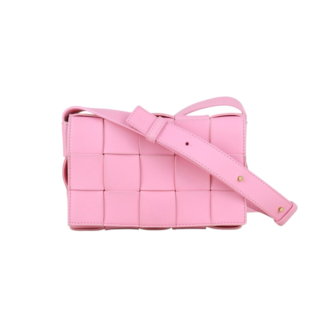 Include Entrupy Certificate of Authenticity｜Very Good ( Rank A)｜ Bottega Veneta Lamb Skin 2020 Cassette Shoulder Bag Pink｜S26041411