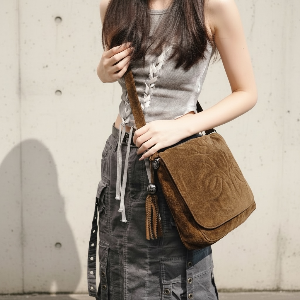 Include Entrupy Certificate of Authenticity｜Good ( Rank AB) ｜ CHANEL  Coco Mark Chammy Leather Tassel Shoulder Bag Brown Made In 1994～1996Year ｜S26032907