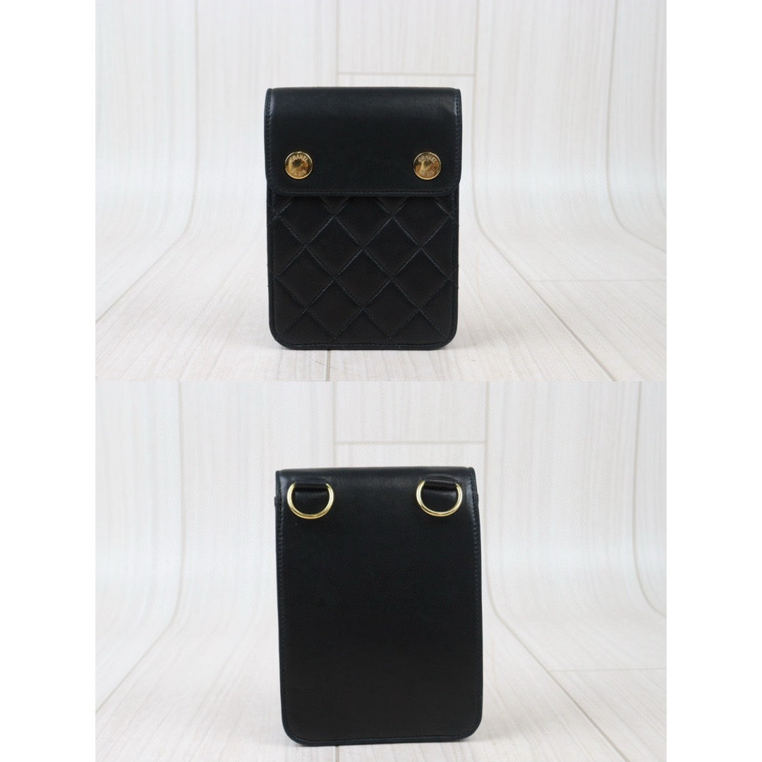 Good ( Rank AB)｜ CHANEL Black Lanbskin Phone Pochette Made In 1996～1997Year ｜W24080702