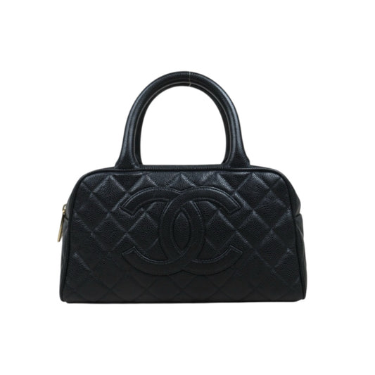 Good ( Rank AB)｜ CHANEL Caviar Skin Leather Calf Leather Bowling Hand Bag Black Made In 2005～2006 Year｜A25091201