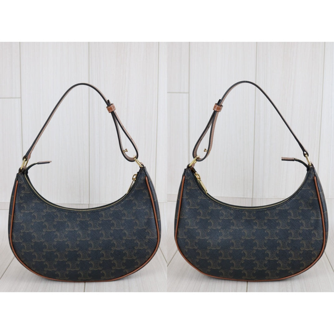 Include Entrupy Certificate of Authenticity｜Excellent（Rank SA）｜ CELINE AVA Macadam Triomphe Calf Leather Shoulder Bag ｜S26070301