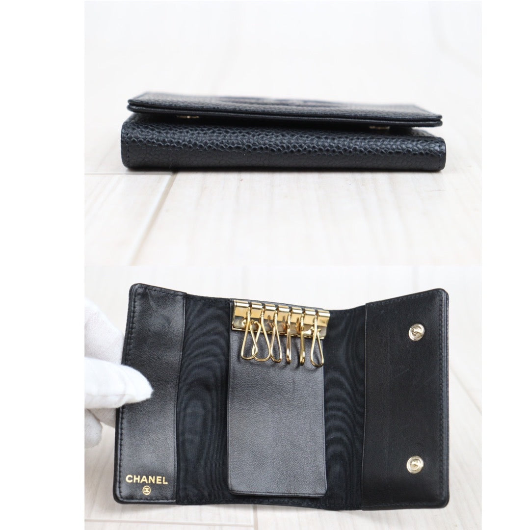 Rank A ｜CHANEL Caviar Skin Key Case Black｜V23110932