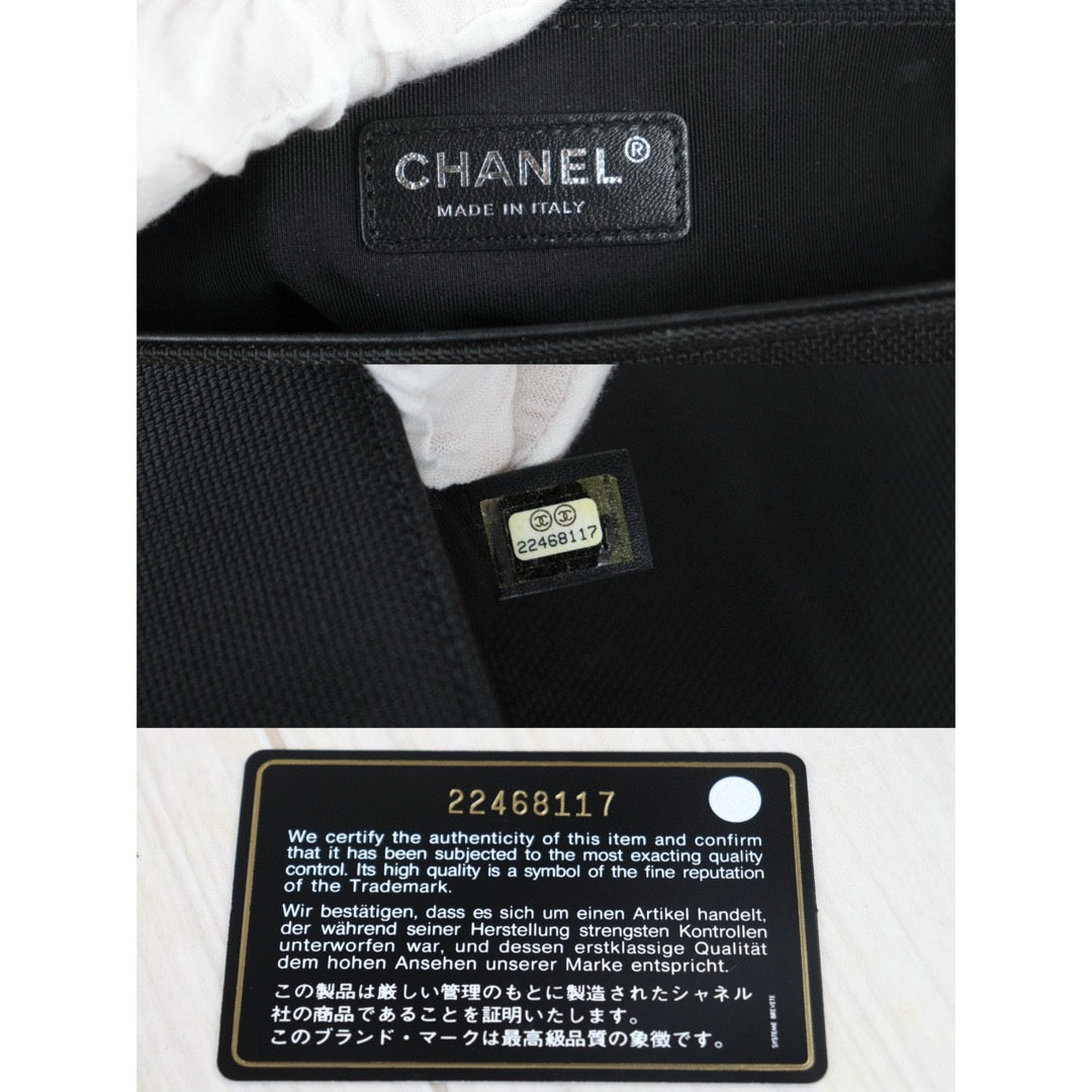 Good ( Rank AB) ｜CHANEL Canvas  LeBoy Chain Shoulder Bag Medium Black  Made In 2016-2017Year｜Y24082606