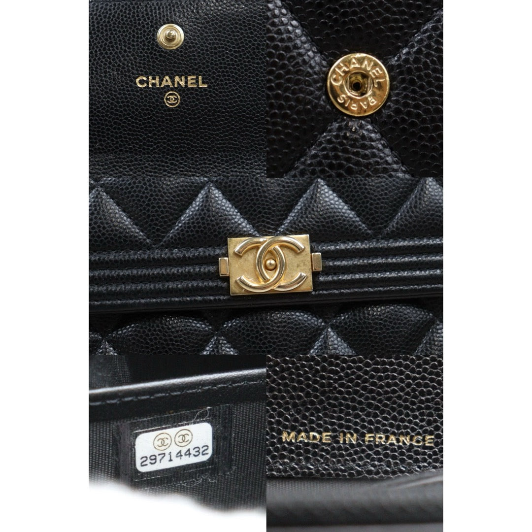 Good ( Rank AB) ｜CHANEL Leboy Caviar Skin Black Long Wallet Made In 2020Year｜25111304
