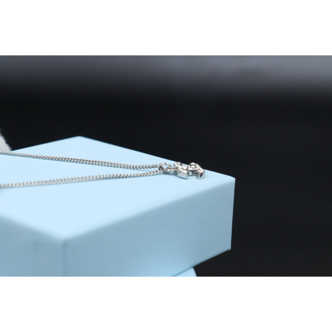 Very Good ( Rank A) ｜ CHANEL Coco Mark  Rhinestone Silver Necklace｜25121204