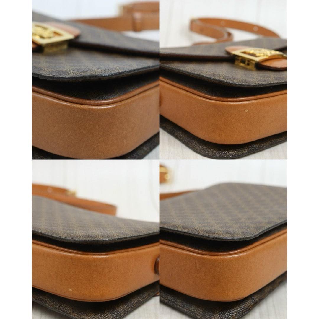 Include Entrupy Certificate of Authenticity｜Good ( Rank AB) ｜CELINE Macadam Canvas Horse Carriage Shoulder Bag｜26082009