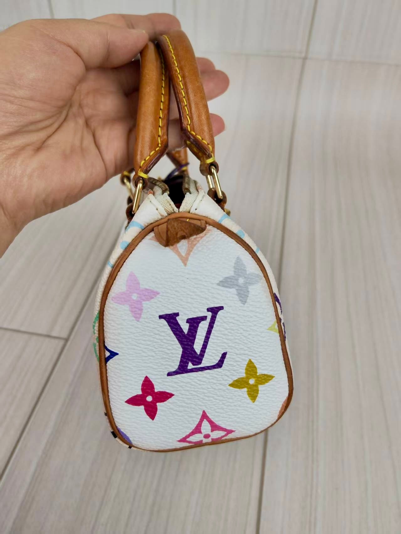LV Multi Monogram Mini Speedy White Handbag