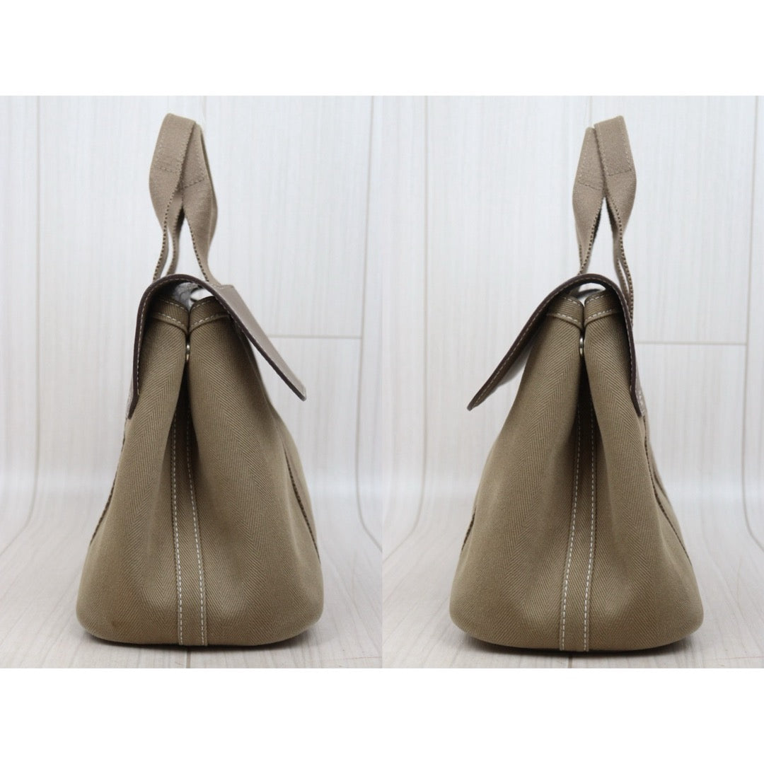 Good ( Rank AB)｜ HERMES Valparaiso Canvas Milk Tea Brown HandBag With Pouch PM｜25102004