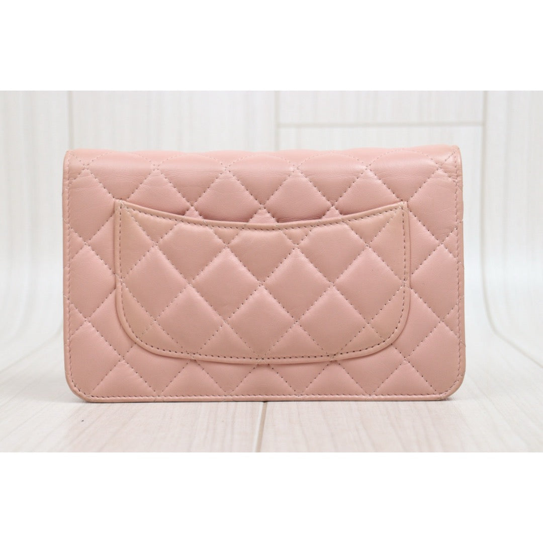 Include Entrupy Certificate of Authenticity｜Very Good ( Rank A)｜ CHANEL Matelasse Chain 2.55  Aged Calfskin WOC Pink Made in 2018Year ｜S26060101