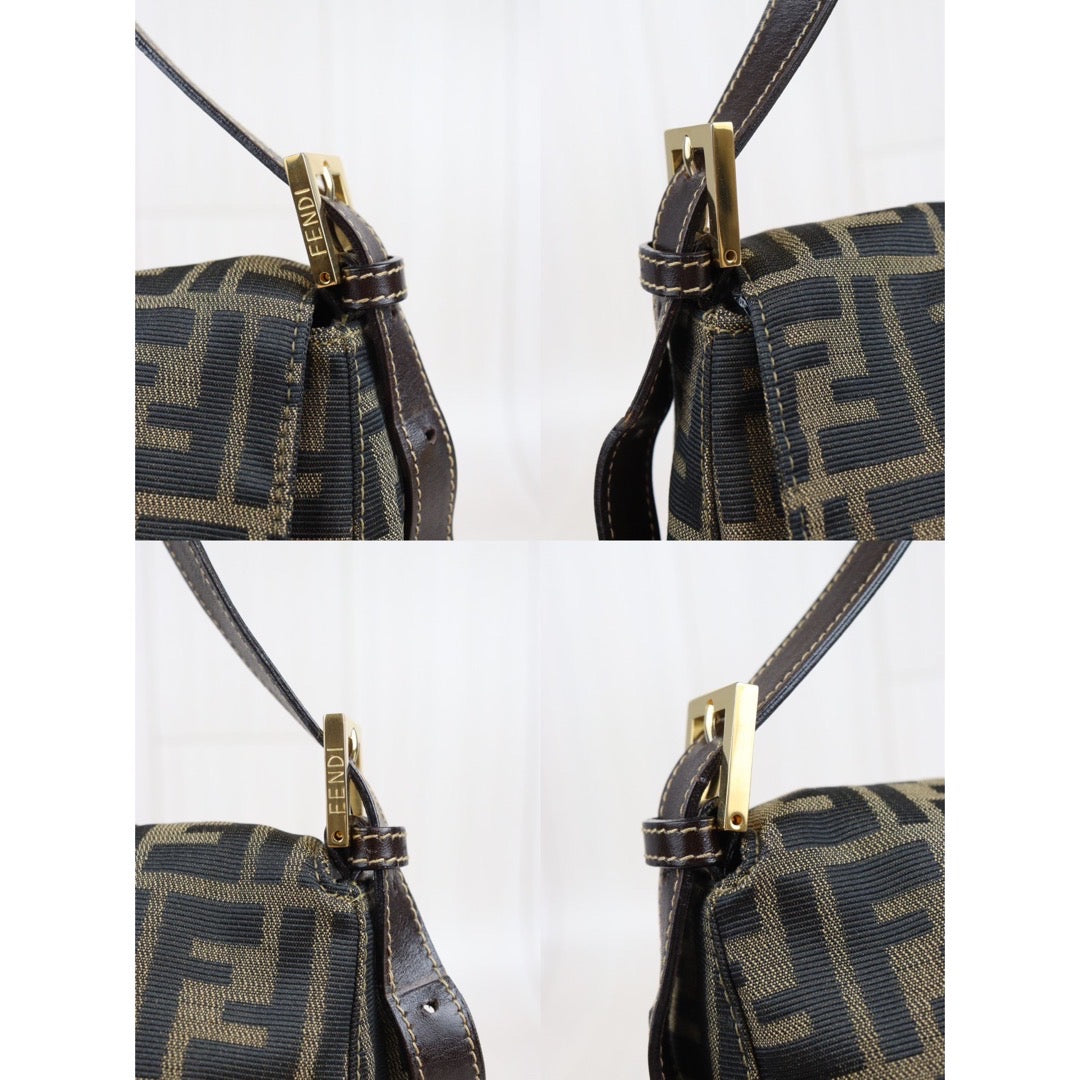 Rank A｜ FENDI Zucca Mamma Baguette Shoulder Bag Gold Hardware｜23102847