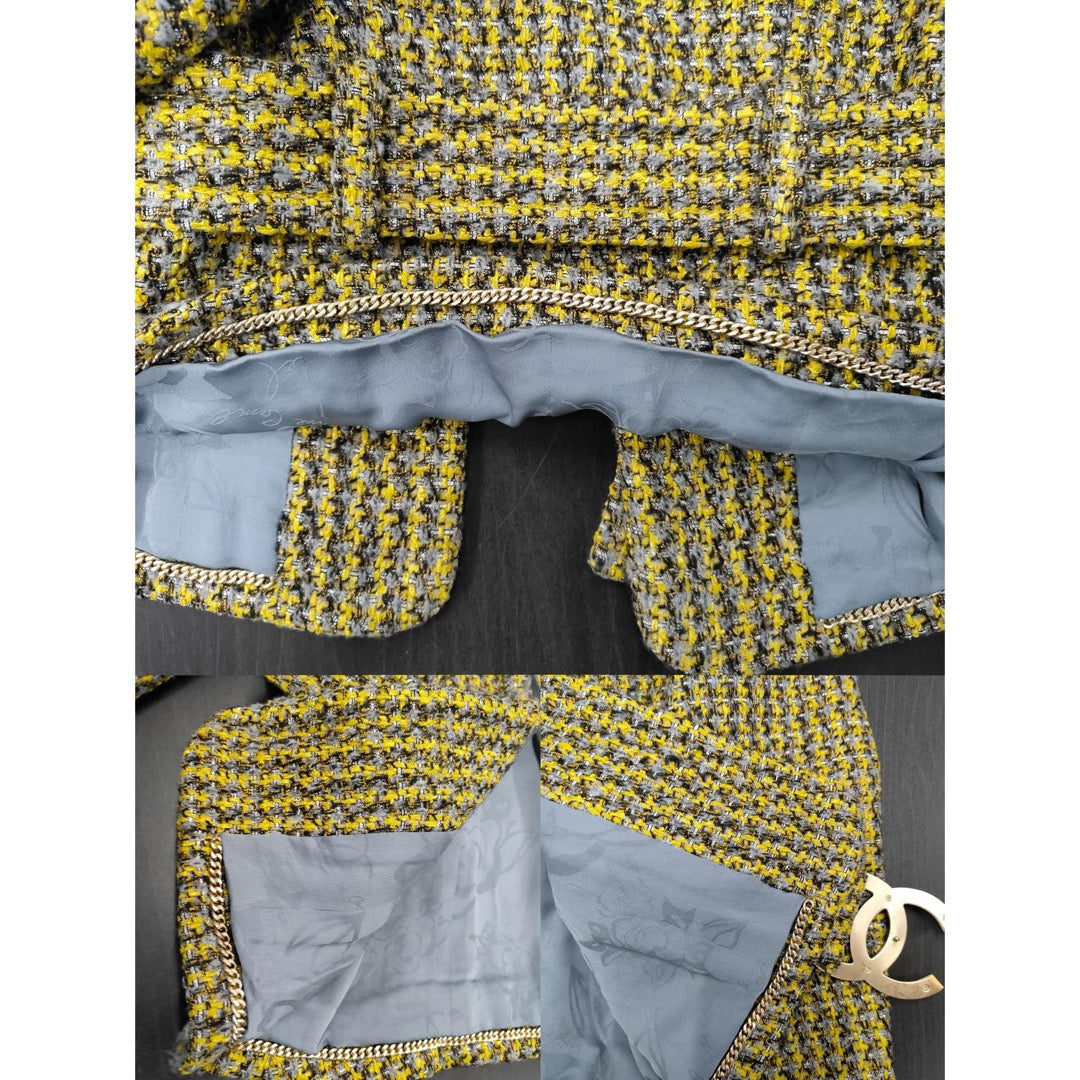 Very Good ( Rank A) ｜ CHANEL 17B Rayon Tweed Yellow Coat 34 size  ｜W25102106
