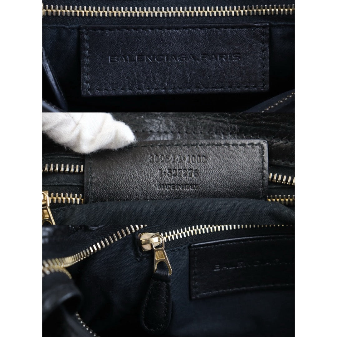 Include Entrupy Certificate of Authenticity｜Good ( Rank AB)｜Balenciaga Oiled Leather Gaint Classic mini city Handbag Shoulder Bag Black｜S26030822