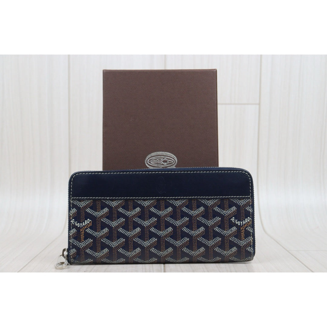 Good ( Rank AB)｜ Goyard Matignon GM Wallet Blue｜V25082210