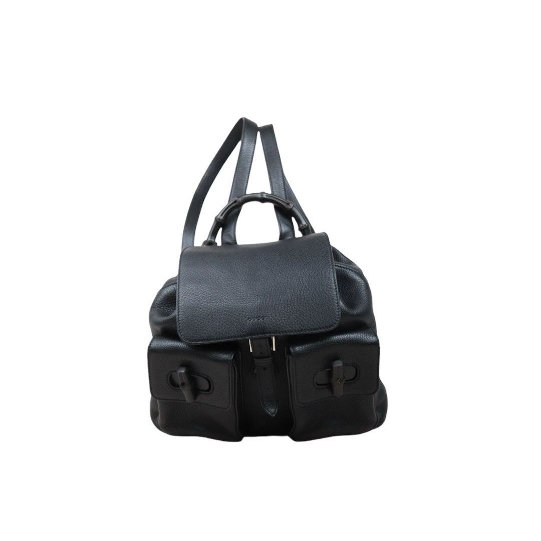 Very Good ( Rank A) ｜GUCCI Bamboo Leather Tassel Backpack GM Black｜25061007